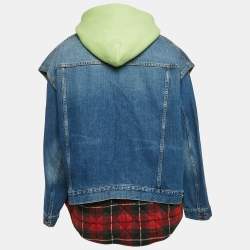 Balenciaga Blue Checked Cotton and Denim Layered Jacket S