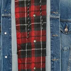 Balenciaga Blue Checked Cotton and Denim Layered Jacket S