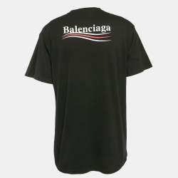 Pre Owned Balenciaga Black Logo Print Jersey Oversized T-Shirt S