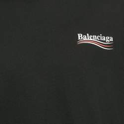 Pre Owned Balenciaga Black Logo Print Jersey Oversized T-Shirt S