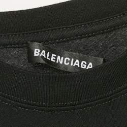 Pre Owned Balenciaga Black Logo Print Jersey Oversized T-Shirt S