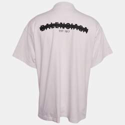 مملوكة مسبقًا تي شيرت بالنسياغا قطن جيرسي وردي فاتح مع طباعة لوجو سترايك آوت مقاس كبير