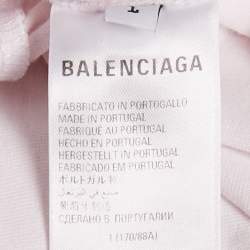 مملوكة مسبقًا تي شيرت بالنسياغا قطن جيرسي وردي فاتح مع طباعة لوجو سترايك آوت مقاس كبير