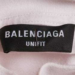 مملوكة مسبقًا تي شيرت بالنسياغا قطن جيرسي وردي فاتح مع طباعة لوجو سترايك آوت مقاس كبير