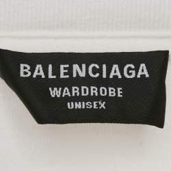 Pre Owned Balenciaga White Logo Print Jersey Oversized T-Shirt XS
