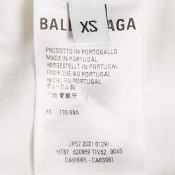 Pre Owned Balenciaga White Logo Print Jersey Oversized T-Shirt XS