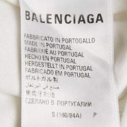 Pre Owned Balenciaga White Logo Print Jersey Crew Neck T-Shirt S