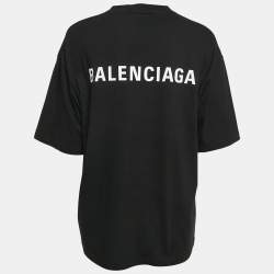 Pre Owned Balenciaga Black Logo Print Jersey Oversized T-Shirt S