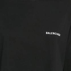 Pre Owned Balenciaga Black Logo Print Jersey Oversized T-Shirt S