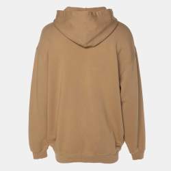 Pre Owned Balenciaga Light Brown Logo Printed Cotton Hoodie XS