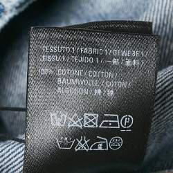 Pre Owned Balenciaga Blue Dirty Light Blue Denim Distressed Collar Jacket M