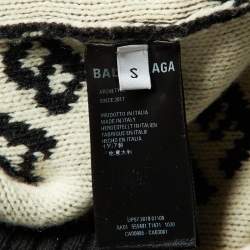 مملوكة مسبقًا Balenciaga Black Logo Intarsia Wool Knit Crew Neck Jumper S