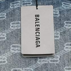 Balenciaga Unifit Blue Logo Pattern Denim Oversized Jacket S