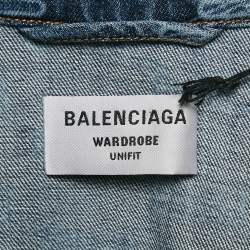 Balenciaga Unifit Blue Logo Pattern Denim Oversized Jacket S