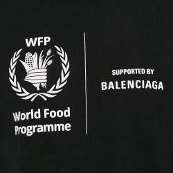 Pre Owned Balenciaga Black Printed Cotton Crew Neck T-Shirt S