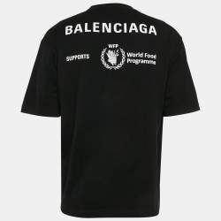 Pre Owned Balenciaga Black Printed Cotton Crew Neck T-Shirt S