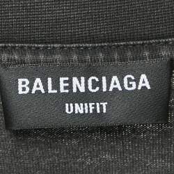 Pre Owned Balenciaga Unifit Black Faded Logo Embroidered Cotton Oversized T-Shirt M