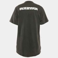 Pre Owned Balenciaga Unifit Black Faded Logo Embroidered Cotton Oversized T-Shirt M
