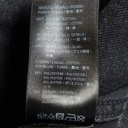 Pre Owned Balenciaga Grey Rhinestone Logo Denim Oversized Jacket XS