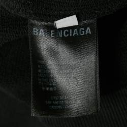 Balenciaga Black Logo Print Cotton Knit Oversized Hoodie S