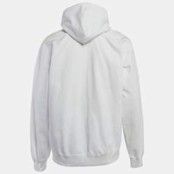 Balenciaga White Logo Paint Cotton Knit Oversized Hoodie M