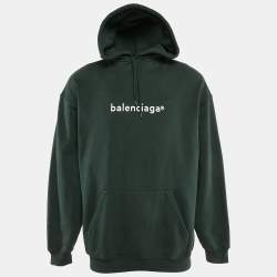 Balenciaga Green Copywrite Logo Print Cotton Hoodie L