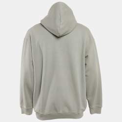 Pre Owned Balenciaga Grey Logo Embroidered Cotton Hoodie M