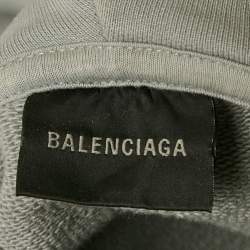 Pre Owned Balenciaga Grey Logo Embroidered Cotton Hoodie M