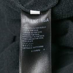 Balenciaga Black Logo Embroidery Cotton Distressed Hoodie S