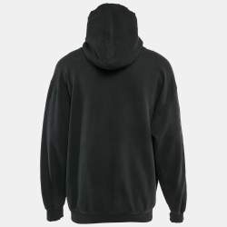 Balenciaga Black Logo Embroidery Cotton Distressed Hoodie S