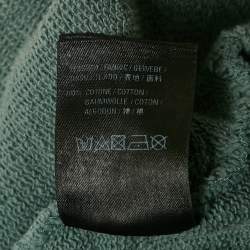 Pre Owned Balenciaga Blue Logo Print Cotton Knit Hoodie M