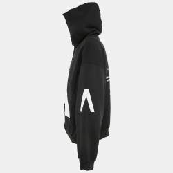 Balenciaga Black Distressed Cotton Archive Series Zip Up Hoodie XS