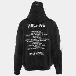 Balenciaga Black Distressed Cotton Archive Series Zip Up Hoodie XS