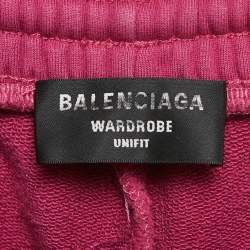 Balenciaga Pink Logo Embroidered Cotton Knit Unisex Shorts S