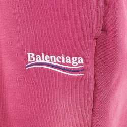 Balenciaga Pink Logo Embroidered Cotton Knit Unisex Shorts S