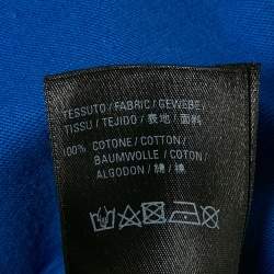 Pre Owned تي شيرت بالنسياغا جيرسي أزرق مطبوع بالشعار مقاس كبير