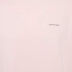 Pre Owned Balenciaga Pink Logo Print Jersey Crewneck T-Shirt M
