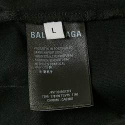 مملوكة مسبقًا Balenciaga Charcoal Black Logo Print Jersey Oversized T-Shirt L