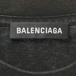 مملوكة مسبقًا Balenciaga Charcoal Black Logo Print Jersey Oversized T-Shirt L