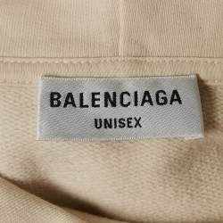 مملوكة مسبقًا Balenciaga Unisex Beige Retail Therapy Print Cotton Hoodie L