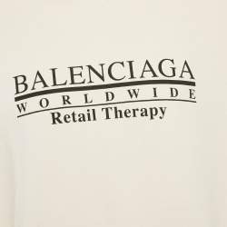مملوكة مسبقًا Balenciaga Unisex Beige Retail Therapy Print Cotton Hoodie L