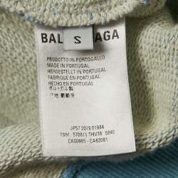 مملوكة مسبقًا Balenciaga Blue Logo Print Cotton Hooded Sweatshirt S