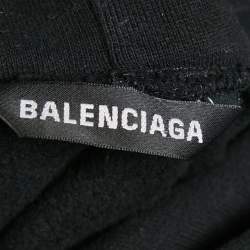 Pre Owned Balenciaga Black Défilé Print Cotton Oversized Hoodie XS