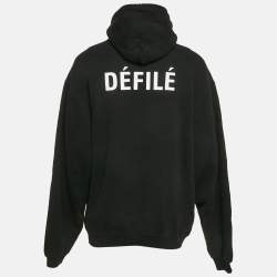 Pre Owned Balenciaga Black Défilé Print Cotton Oversized Hoodie XS