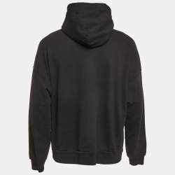 Pre Owned Balenciaga Unisex Black New York Embroidered Cotton Hoodie L