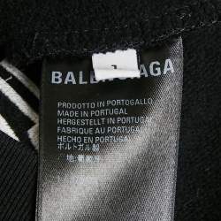 Pre Owned Balenciaga Unisex Black New York Embroidered Cotton Hoodie L