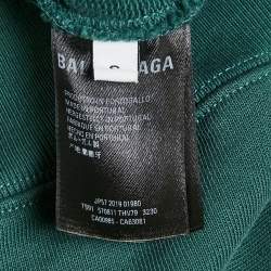 Pre Owned Balenciaga Green Logo Print Cotton Oversized Hoodie S