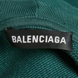 Pre Owned Balenciaga Green Logo Print Cotton Oversized Hoodie S