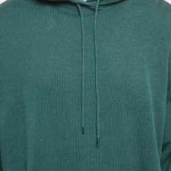 Pre Owned Balenciaga Green Logo Print Cotton Oversized Hoodie S