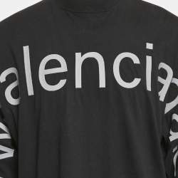 Pre Owned Balenciaga Unisex Black Brand Website Embroidered Cotton Distressed Sweatshirt M